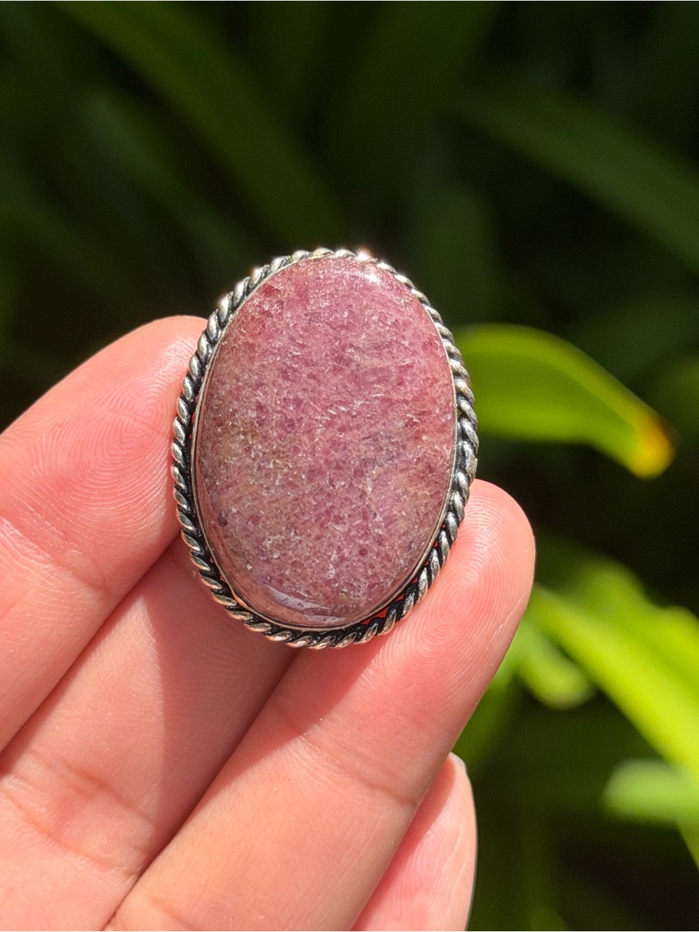 SIZE 8 925 Silver Plated Pink Rhodonite Ring 2491 - Picture 2 of 8